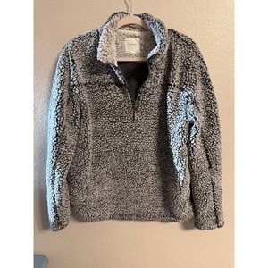 Thread & Supply Gray Sherpa‎ Pullover Cozy Quarter Zip Fleece Large